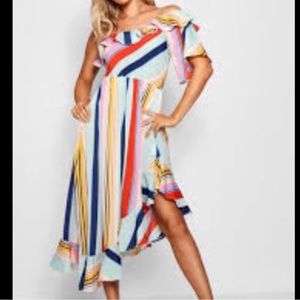 boohoo ruffled one arm dress